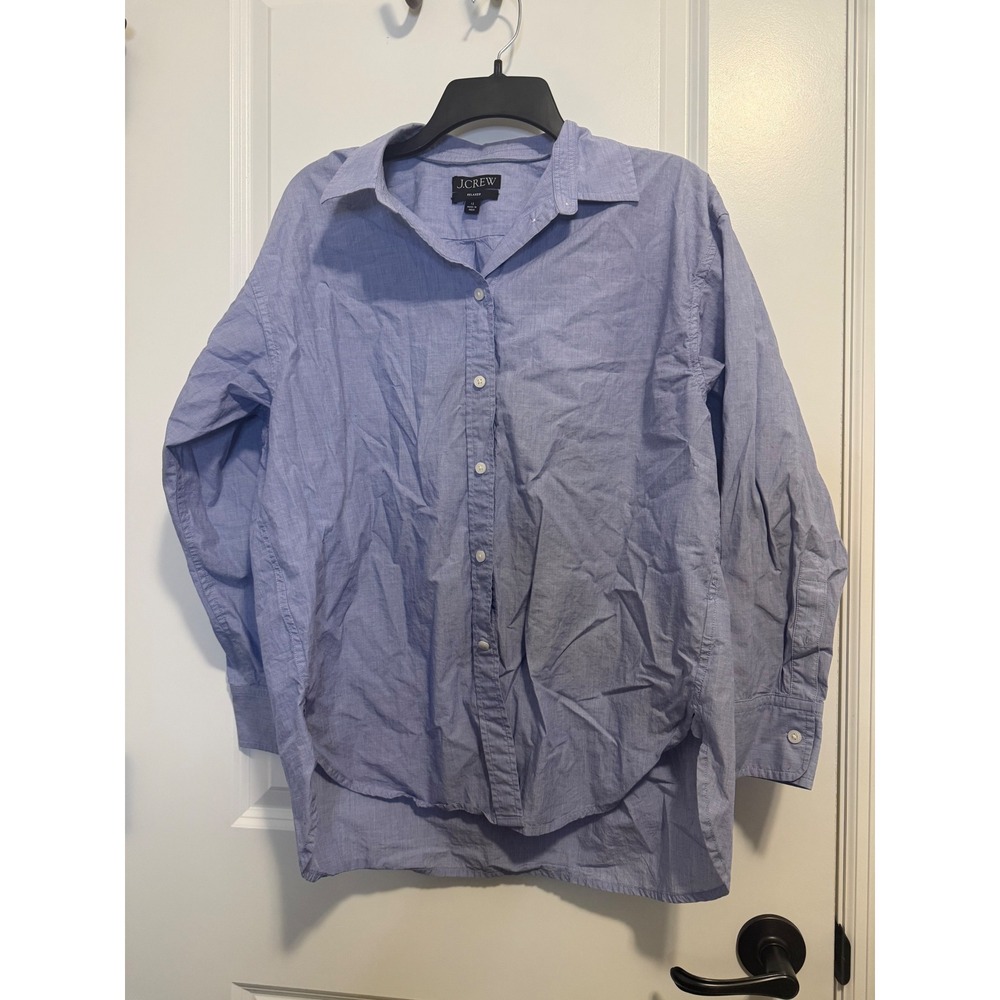 J.Crew Button Down Women 12 Blue Excellent Relaxed Fit Cotton Chambray Preppy